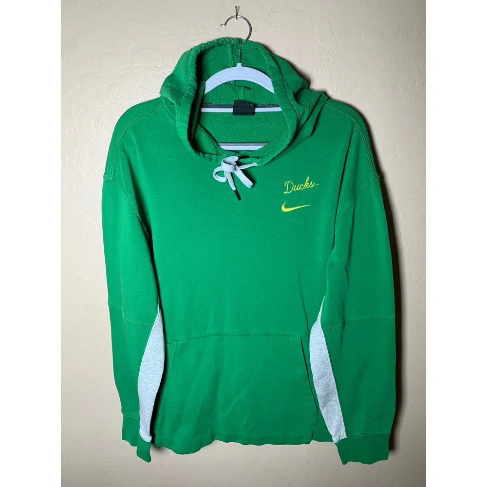 Nike Oregon Ducks Hoodie Women's Large Green Excellent‎  Pullover Logo